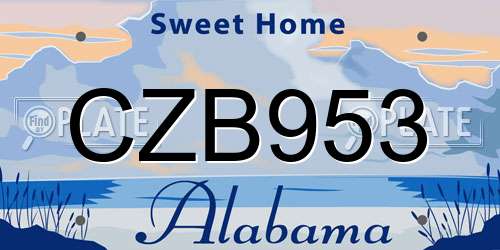 CZB953 Alabama License Plate