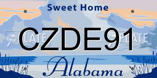 CZDE91 Alabama License Plate