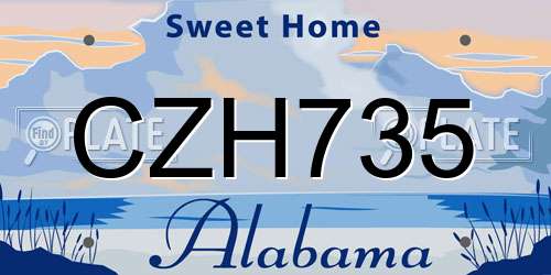 CZH735 Alabama License Plate