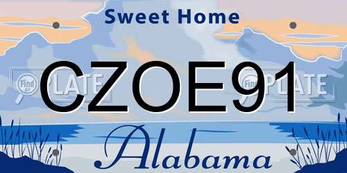 CZOE91 Alabama License Plate