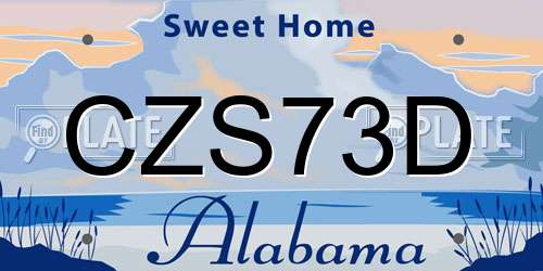 CZS73D Alabama License Plate