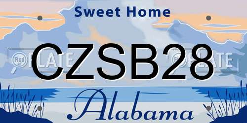 CZSB28 Alabama License Plate