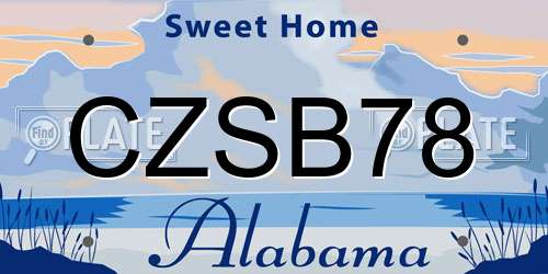 CZSB78 Alabama License Plate