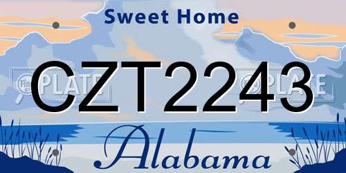 CZT2243 Alabama License Plate