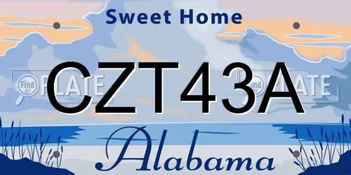 CZT43A Alabama License Plate