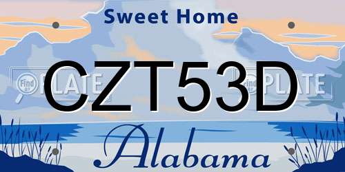 CZT53D Alabama License Plate