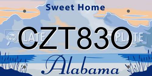CZT83O Alabama License Plate