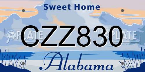 CZZ830 Alabama License Plate