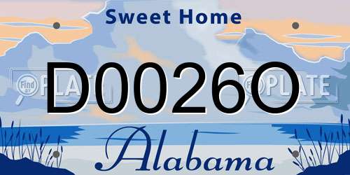 D0026O Alabama License Plate