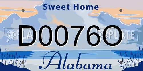 D0076O Alabama License Plate