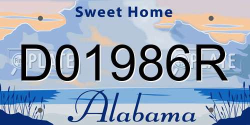 D01986R Alabama License Plate