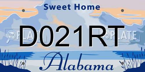 D021RT Alabama License Plate