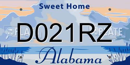 D021RZ Alabama License Plate