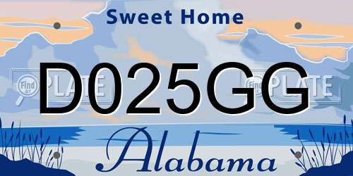 D025GG Alabama License Plate