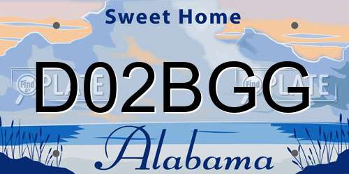 D02BGG Alabama License Plate