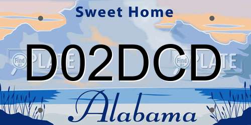 D02DCD Alabama License Plate