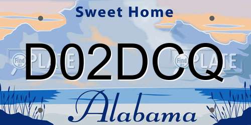 D02DCQ Alabama License Plate