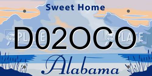 D02OCO Alabama License Plate