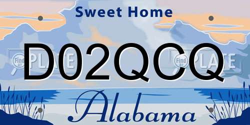 D02QCQ Alabama License Plate