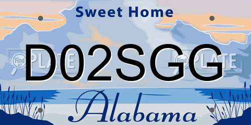 D02SGG Alabama License Plate