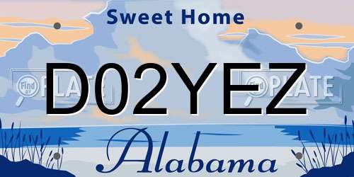 D02YEZ Alabama License Plate