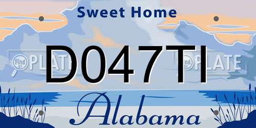 D047TI Alabama License Plate