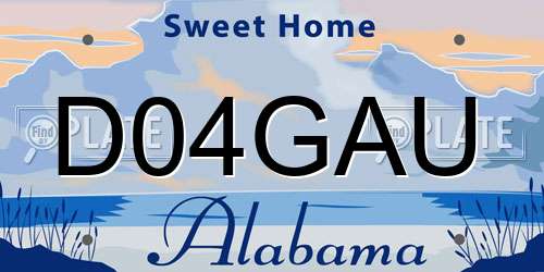 D04GAU Alabama License Plate