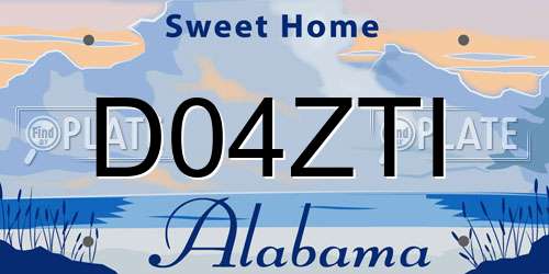 D04ZTI Alabama License Plate