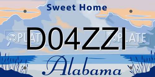D04ZZI Alabama License Plate