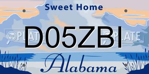 D05ZBI Alabama License Plate