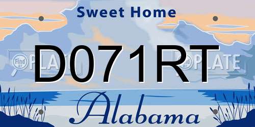 D071RT Alabama License Plate