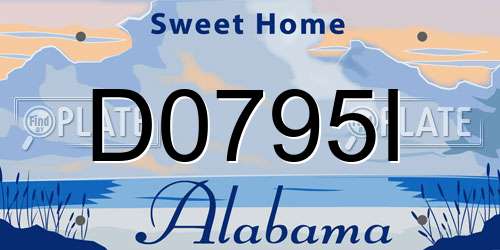 D0795I Alabama License Plate
