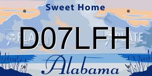D07LFH Alabama License Plate