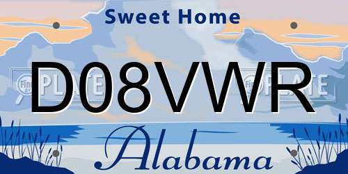 D08VWR Alabama License Plate