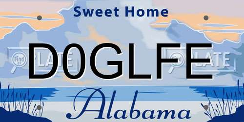 D0GLFE Alabama License Plate