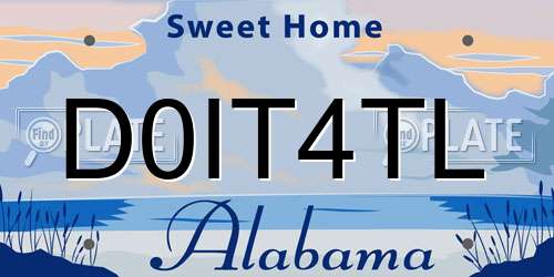 D0IT4TL Alabama License Plate