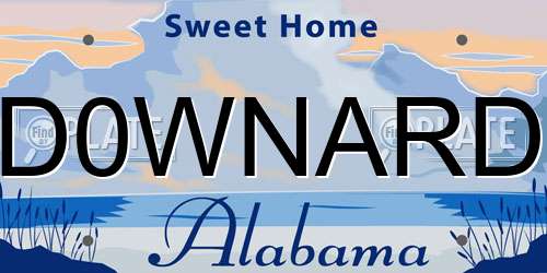D0WNARD Alabama License Plate