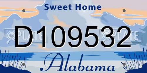 D109532 Alabama License Plate
