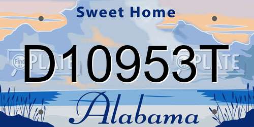 D10953T Alabama License Plate