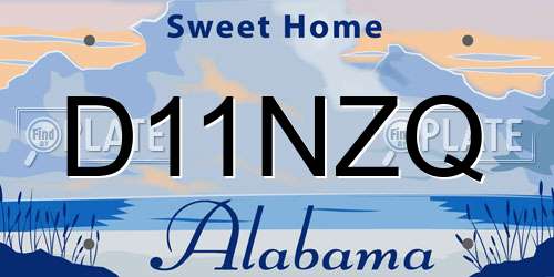 D11NZQ Alabama License Plate