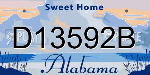 D13592B Alabama License Plate