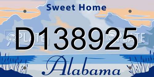 D138925 Alabama License Plate
