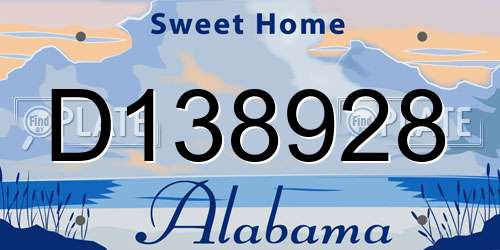 D138928 Alabama License Plate