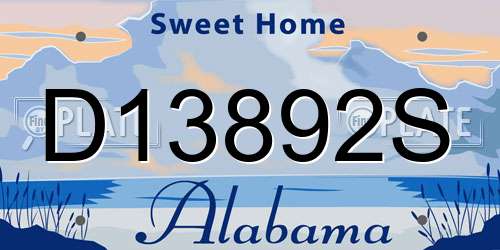 D13892S Alabama License Plate