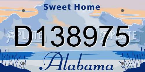 D138975 Alabama License Plate
