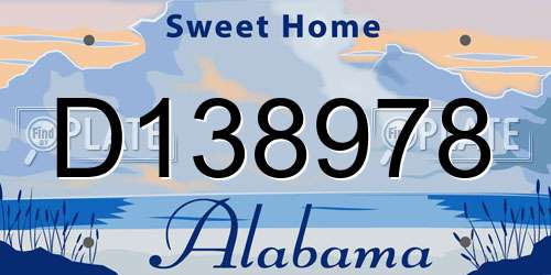 D138978 Alabama License Plate