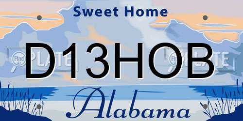 D13HOB Alabama License Plate