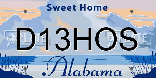 D13HOS Alabama License Plate