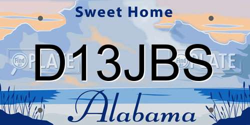 D13JBS Alabama License Plate