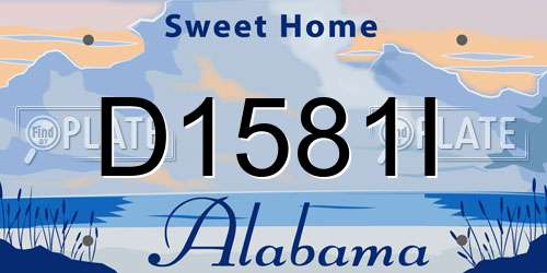 D1581I Alabama License Plate